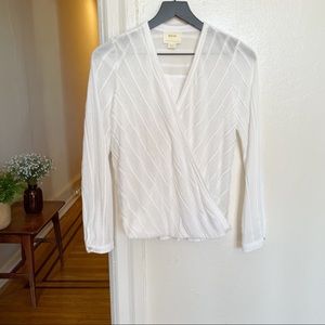 Anthropologie Maeve Audre Textured Top - White